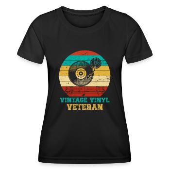 Retro Vinyl Sammlung Schallplatte Plattenspieler - Frauen Funktions-T-Shirt - Schwarz - Vorne - AI Model Female 172 light (172cm)