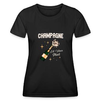 S’il Vous Plait Buveur - T-shirt sport Femme - noir - Devant - AI Model Female 172 light (172cm)