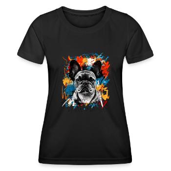 Bouledogue français - T-shirt sport Femme - noir - Devant - AI Model Female 172 light (172cm)