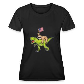 Dinosaur Gift 4th Of July Sloth USA - Women's Functional T-Shirt - black - Front - AI Model Female 172 light (172cm)