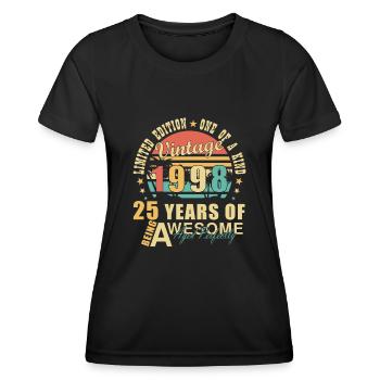 Millésime 1998 25ème Anniversaire Discours - T-shirt sport Femme - noir - Devant - AI Model Female 172 light (172cm)