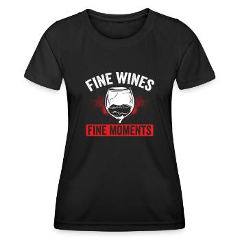 Edle Tropfen, Feine Momente - Frauen Funktions-T-Shirt - Schwarz - Vorne - AI Model Female 172 light (172cm)