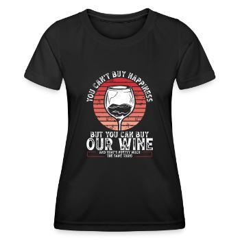 Happiness can't be bought except wine - Women's Functional T-Shirt - black - Front - AI Model Female 172 light (172cm)