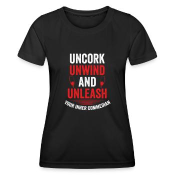 Débouchez, détendez-vous et libérez-vous - T-shirt sport Femme - noir - Devant - AI Model Female 172 light (172cm)