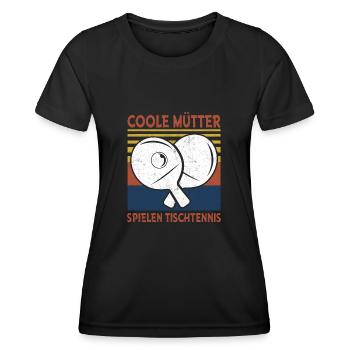Coole Mütter spielen Tischtennis - Frauen Funktions-T-Shirt - Schwarz - Vorne - AI Model Female 172 light (172cm)