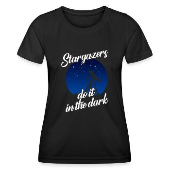 Star Gas, Cosmology, Astronomy - Binoculars - Women's Functional T-Shirt - black - Front - AI Model Female 172 light (172cm)