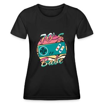 Gamer Girl Babe Retro 70s 70s 1970 - Women's Functional T-Shirt - black - Front - AI Model Female 172 light (172cm)