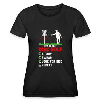 Freestyle Frisbee Disc Golf Frisbee Competition - T-shirt sport Femme - noir - Devant - AI Model Female 172 light (172cm)