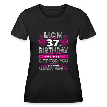 Funny Birthday Wishes Women 37th Birthday - Women's Functional T-Shirt - black - Front - AI Model Female 172 light (172cm)