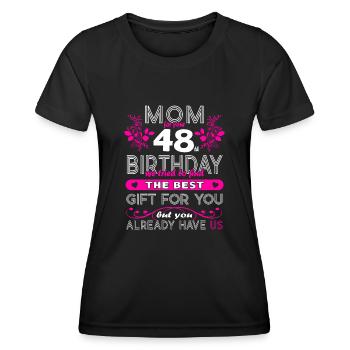 Funny Birthday Wishes Women 48th Birthday - Women's Functional T-Shirt - black - Front - AI Model Female 172 light (172cm)