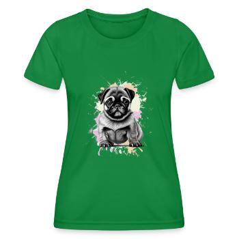 Pug Dog - Women's Functional T-Shirt - kelly green - Front - AI Model Female 172 dark (172cm)