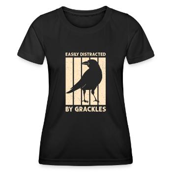 Blackbird Grackle Bird Design for Birdwatchers - Women's Functional T-Shirt - black - Front - AI Model Female 172 light (172cm)