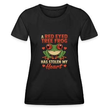 Conception d’amour de grenouille aux yeux rouges pour un fan de grenouille - T-shirt sport Femme - noir - Devant - AI Model Female 172 light (172cm)