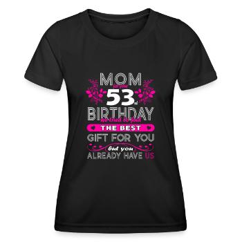 Funny Birthday Wishes Women 53rd Birthday - Women's Functional T-Shirt - black - Front - AI Model Female 172 light (172cm)