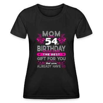 Funny Birthday Wishes Women 54th Birthday - Women's Functional T-Shirt - black - Front - AI Model Female 172 light (172cm)