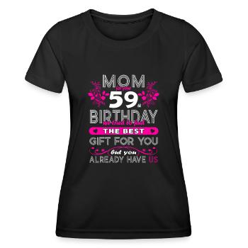 Funny Birthday Wishes Women 59th Birthday - Women's Functional T-Shirt - black - Front - AI Model Female 172 light (172cm)