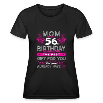 Funny Birthday Wishes Women 56th Birthday - Women's Functional T-Shirt - black - Front - AI Model Female 172 light (172cm)