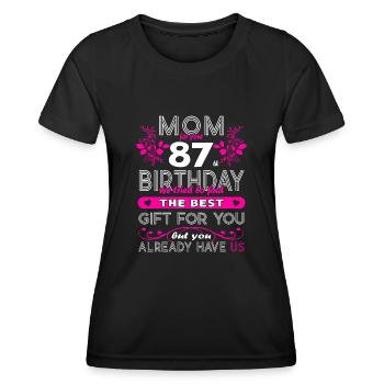 Funny Birthday Wishes Women 87th Birthday - Women's Functional T-Shirt - black - Front - AI Model Female 172 light (172cm)