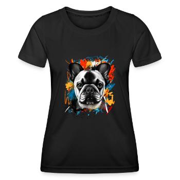Bouledogue français - T-shirt sport Femme - noir - Devant - AI Model Female 172 light (172cm)
