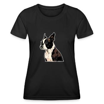 Boston Terrier - Frauen Funktions-T-Shirt - Schwarz - Vorne - AI Model Female 172 light (172cm)
