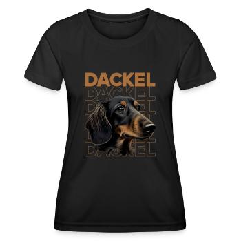 Rauhaardackel Dachshund Hund Hunde Welpe Dackel - Frauen Funktions-T-Shirt - Schwarz - Vorne - AI Model Female 172 light (172cm)