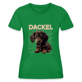 Rauhaardackel Dachshund Hund Hunde Welpe Dackel - Frauen Funktions-T-Shirt - Kelly Green - Vorne - AI Model Female 172 dark (172cm)