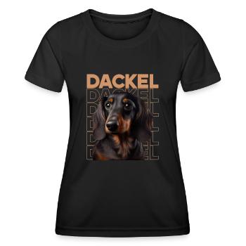 Rauhaardackel Dachshund Hund Hunde Welpe Dackel - Frauen Funktions-T-Shirt - Schwarz - Vorne - AI Model Female 172 light (172cm)