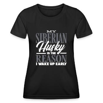 Sibirischer Husky - Frauen Funktions-T-Shirt - Schwarz - Vorne - AI Model Female 172 light (172cm)