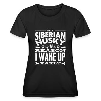Sibirischer Husky - Frauen Funktions-T-Shirt - Schwarz - Vorne - AI Model Female 172 light (172cm)
