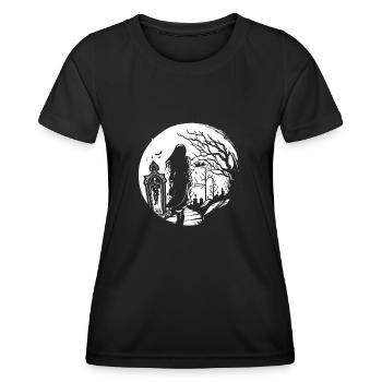 Goth goes over cemetery - Gothic Grufti - Women's Functional T-Shirt - black - Front - AI Model Female 172 light (172cm)