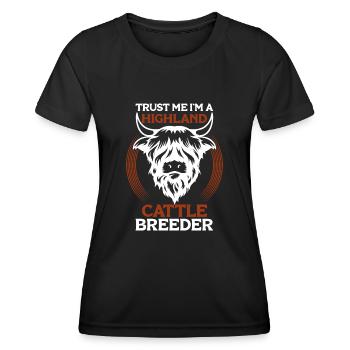 Scottish Highland cattle Highland Cattle - Women's Functional T-Shirt - black - Front - AI Model Female 172 light (172cm)