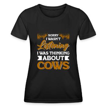 Scottish Highland cattle Highland Cattle - Women's Functional T-Shirt - black - Front - AI Model Female 172 light (172cm)
