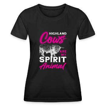 Scottish Highland cattle Highland Cattle - Women's Functional T-Shirt - black - Front - AI Model Female 172 light (172cm)