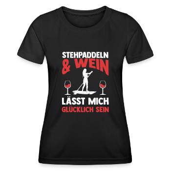 Wein Stand Up Paddeling - Frauen Funktions-T-Shirt - Schwarz - Vorne - AI Model Female 172 light (172cm)