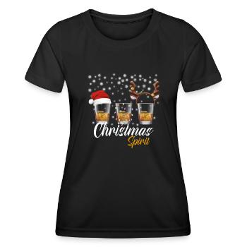 Christmas Spirit Weihnachten Whisky Malt Shots - Frauen Funktions-T-Shirt - Schwarz - Vorne - AI Model Female 172 light (172cm)