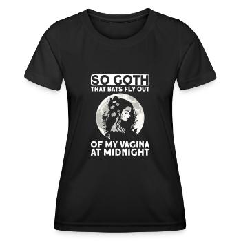 Goth Gothic Bats Vagina Saying - Women's Functional T-Shirt - black - Front - AI Model Female 172 light (172cm)