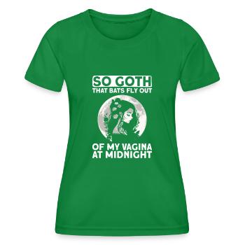 Goth Gothic Bats Vagina Saying - Women's Functional T-Shirt - kelly green - Front - AI Model Female 172 dark (172cm)