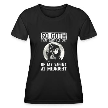 Goth Gothic Bats Vagina Saying - Women's Functional T-Shirt - black - Front - AI Model Female 172 light (172cm)
