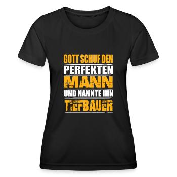Tiefbauer - Frauen Funktions-T-Shirt - Schwarz - Vorne - AI Model Female 172 light (172cm)