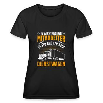 Je wichtiger der Mitarbeiter Lkw-Fahrer Fernfahrer - Frauen Funktions-T-Shirt - Schwarz - Vorne - AI Model Female 172 light (172cm)