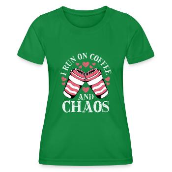 I'm walking on coffee and chaos - Women's Functional T-Shirt - kelly green - Front - AI Model Female 172 dark (172cm)