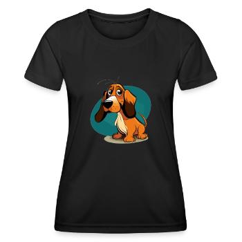 Dog in comic style - Women's Functional T-Shirt - black - Front - AI Model Female 172 light (172cm)