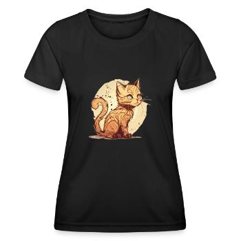 Cat in comic style - Women's Functional T-Shirt - black - Front - AI Model Female 172 light (172cm)