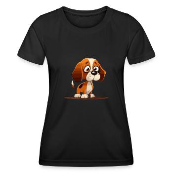 Dog in comic style - Women's Functional T-Shirt - black - Front - AI Model Female 172 light (172cm)