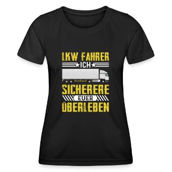 Lkw fahrer Ich sichere euer Überleben Brummi Vater - Frauen Funktions-T-Shirt - Schwarz - Vorne - AI Model Female 172 light (172cm)