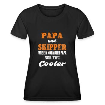 Papa und Skipper Segeln Skipper Boot Segelyacht - Frauen Funktions-T-Shirt - Schwarz - Vorne - AI Model Female 172 light (172cm)