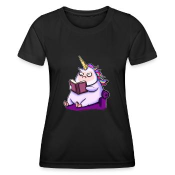 Unicorn Reading Book Books - Women's Functional T-Shirt - black - Front - AI Model Female 172 light (172cm)