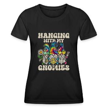 Hippie Gnomes Peace Tie Dye - Frauen Funktions-T-Shirt - Schwarz - Vorne - AI Model Female 172 light (172cm)