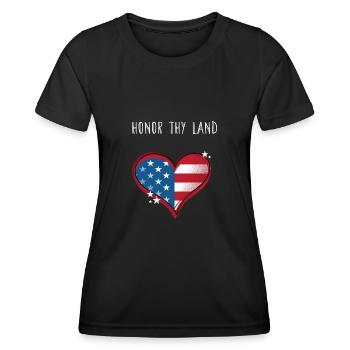 Honor Thy Land 4th of July Patriotic Fourth of - Women's Functional T-Shirt - black - Front - AI Model Female 172 light (172cm)