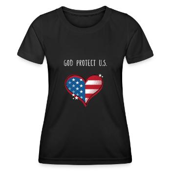 God Protect US 4th of July Independence Fourth of - Women's Functional T-Shirt - black - Front - AI Model Female 172 light (172cm)